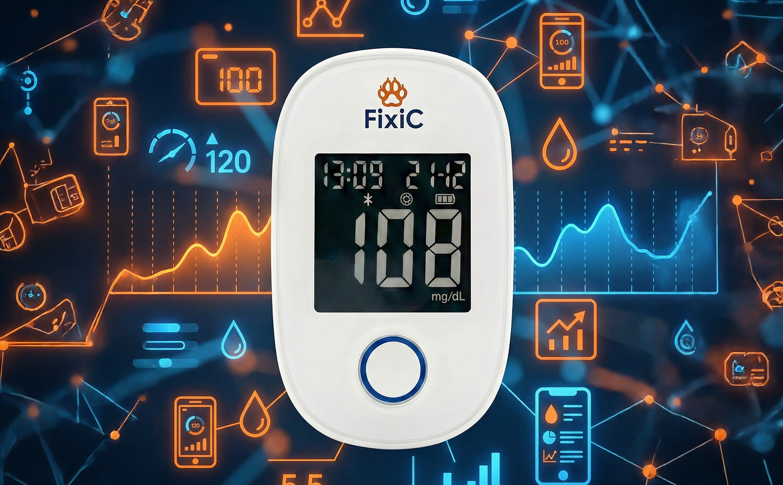 Fixic offers a complete, modern glucose testing kit with a precise glucometer, reliable strips, and gentle lancets for fast and comfortable daily monitoring.